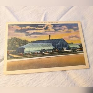 Vintage 1940s Eden Park Conservatory Cincinnati Ohio Linen Postcard Ephemera